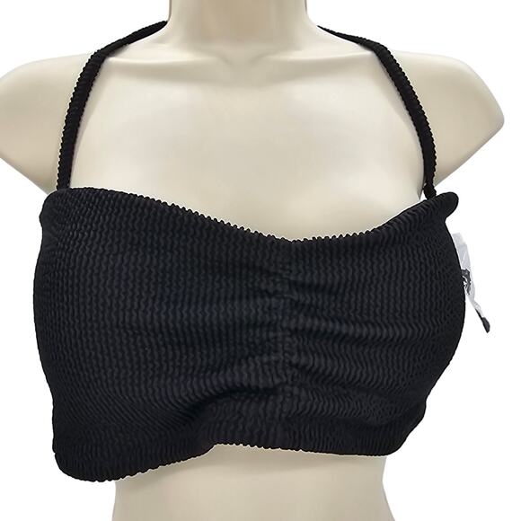 J. Crew Womans size XXL Scrunchie Sweetheart Convertible Bikini Top Black NEW - Picture 1 of 8